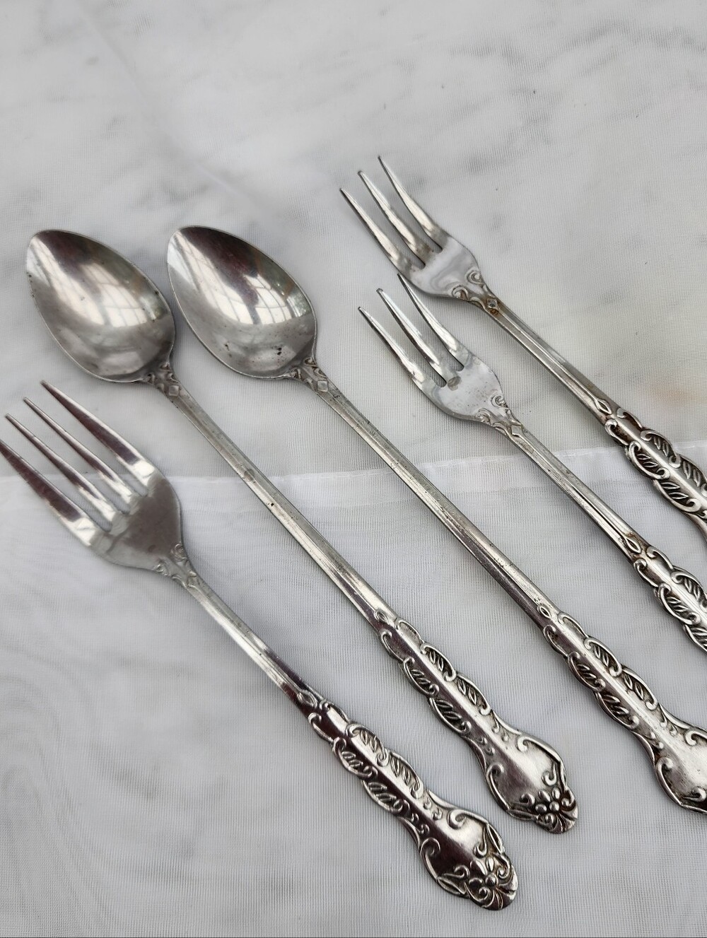5 Pcs Vintage Flatware Lot Retired Nancy Pattern National Stainless Japan Floral